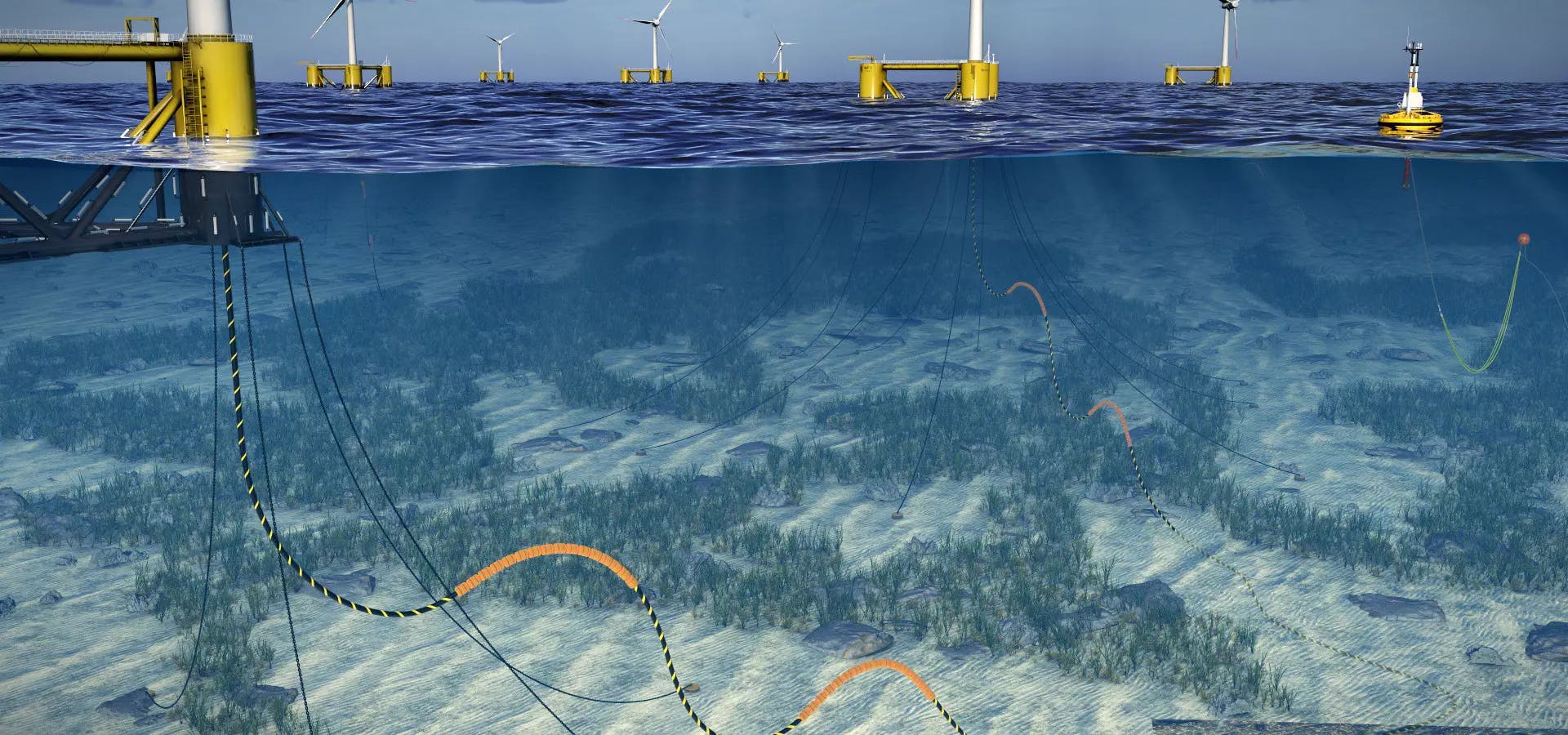 Floating wind farm graphic
