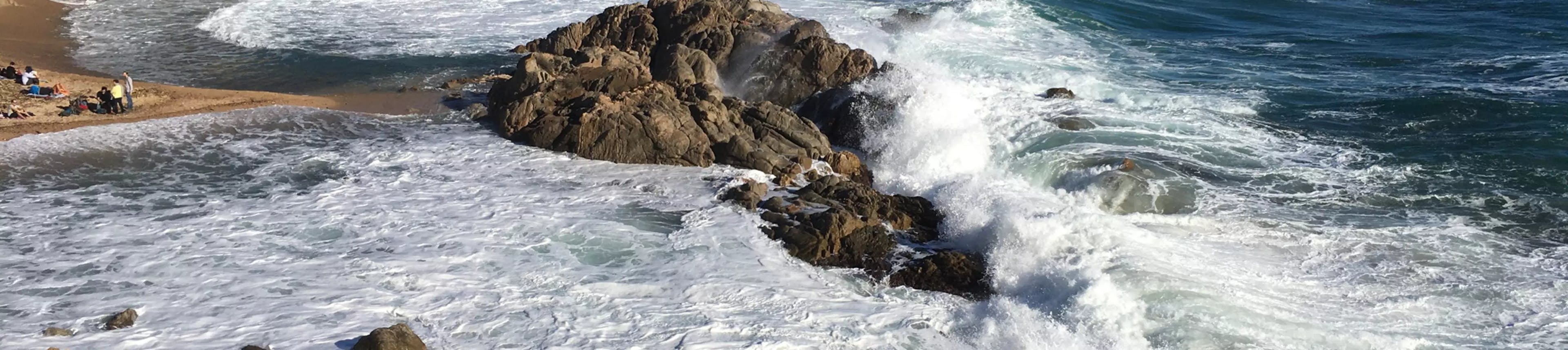 Dynamic coastal environment with waves crashing