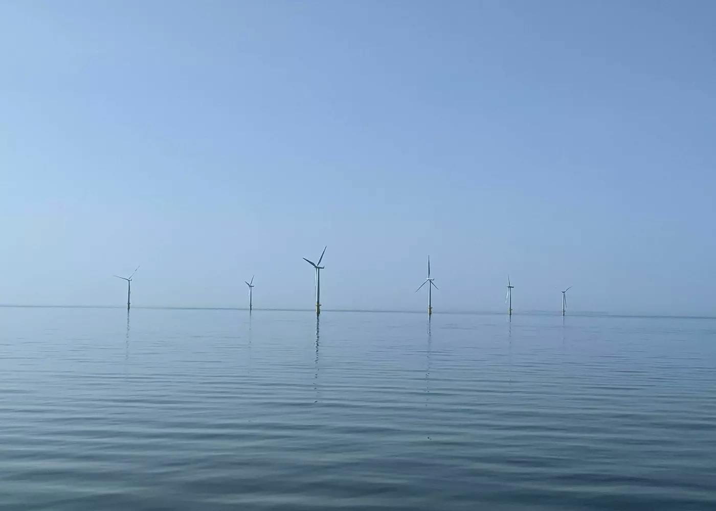 Taken from Jack-Up JB-119. This photo captured the wind turbines in daylight when the sky and sea have the same colour tone