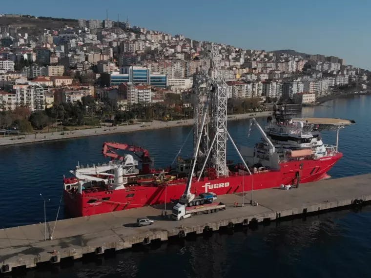 Fugro Synergy at Sinop Port in Turkey preparing for site investigation project for construction of the Sinop Nuclear Power Plant project